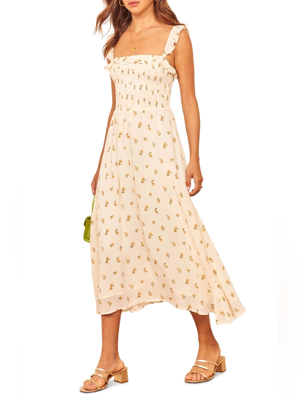 Reformation Siesta Midi Dress Rosebud Size M